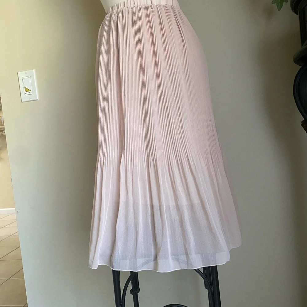Pleated mauve Pink Midi Skirt large